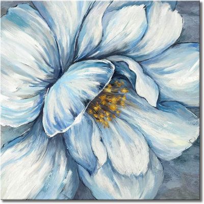 This is canvas print and stretched by wooden-frame. Floral Art Paintings, Flower Painting On Canvas, Blue Flower Painting, Flower Canvas Wall Art, Flower Painting Canvas, Abstract Floral Art, Hand Painted Wall Art, Wall Canvas Painting, Abstract Flower Painting