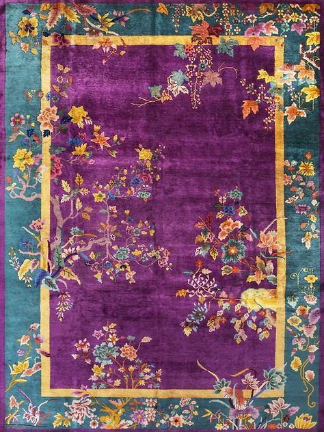 east-x-east: #126 Chinese Art Deco 8’6” x 11’6” circa 1920 Rug Art Deco Carpet, Chinese Art Deco, Chinese Rug, Art Deco Rugs, Art Deco Rug, Abc Carpet, Magic Carpet, Purple Rug, Antique Art Deco