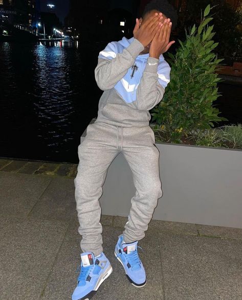 Drip | Fashion | Lifestyle on Instagram: “Clean 🧼 💧 Follow @dripszndaily Follow @dripszndaily Follow @dripszndaily #drip #driplondon #fashion #ukdrip #london #money…” Tracksuit Outfit Mens, Blue Outfit Men, Drip Fashion, Jordan 4 Outfit, Uk Drip, Drippy Outfit, Drip Outfit Men, Tracksuit Outfit, Black Men Fashion Swag