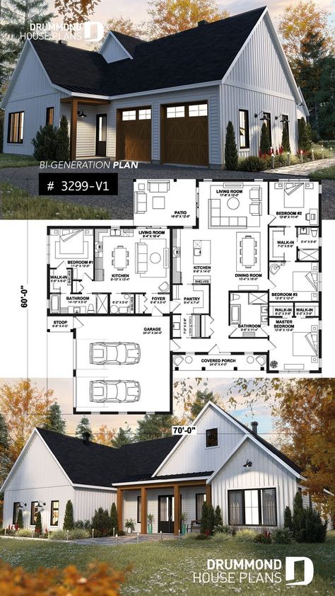 Multi Family Farm, House Plans For Multi Generations, Houses With Apartments Attached, Next Gen Floor Plans, House Plan For Family Of 6, 2 Family Home Floor Plans, Dual Family House Plans, 3 Generation House Plans, Multi Home Property