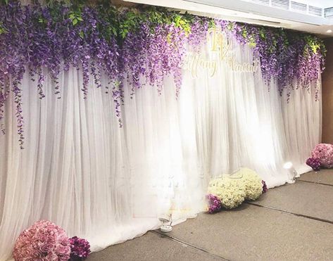 Wisteria Birthday Decor, Wisteria Decorations Wedding, Hanging Wisteria Backdrop, Wisteria Flower Decoration, Hanging Wisteria Wedding Diy, Artificial Wisteria Decor, Wisteria Themed Party, Wisteria Themed Quince, Wisteria Party Decor