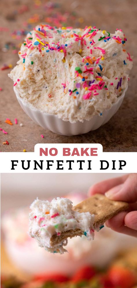 Cool Whip And Cream Cheese, Funfetti Dip Recipe, Cake Mix Dip, Funfetti Dip, Dunkaroo Dip, Easy Dessert Dips, Cake Batter Dip, Cool Whip Desserts, Cake Dip