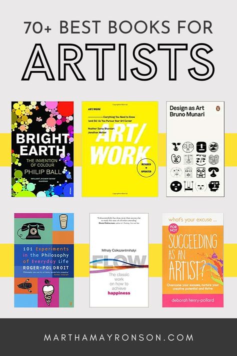 Check out this master list for 70+ best books for artists that can help you with your art career! You're bound to find at least a few books that are of interest, and they include everything from selling your art, to embracing creativity, to gaining confidence as an artist. Add some to your reading list today! Best Books For Artists, What Book To Read, Books For Artists, Martha May, Art Manifesto, Best Art Books, List Of Careers, Jd Salinger, Finnegans Wake