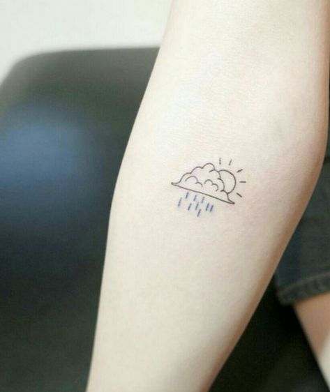 Rain Cloud Tattoo Rain Sun Tattoo, Small Rain Cloud Tattoo, Sun And Rain Cloud Tattoo, Sun Rain Tattoo, Rain And Sun Tattoo, Sun And Rain Tattoo, Small Tattoos Sun, Rain Tattoos, Rain Tattoo Ideas