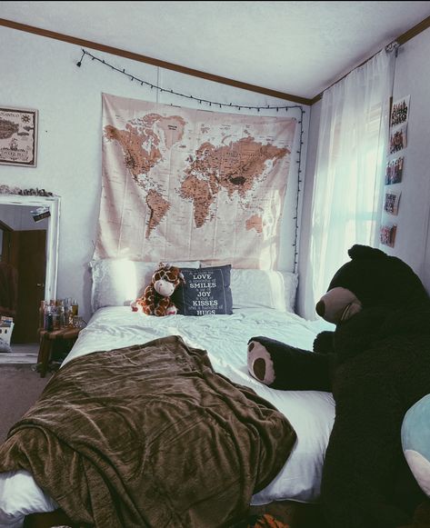 Bear White, White Bed, Big Bear, White Bedding, Room Inspo, Wall Tapestry, Bedroom Ideas, Tapestry, Bedroom