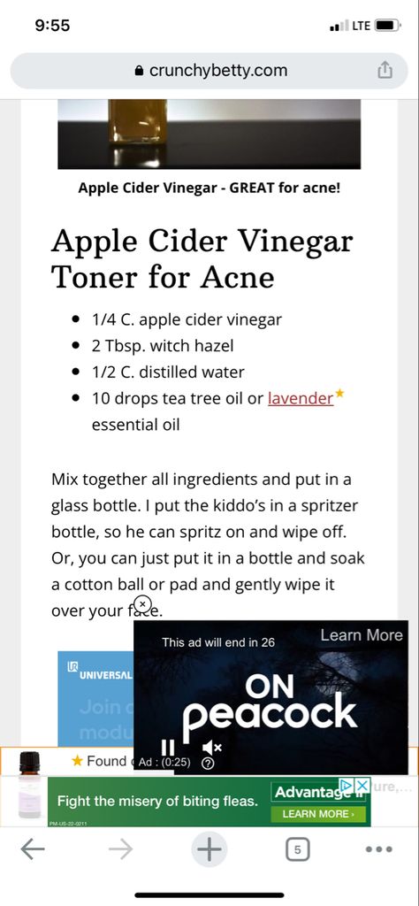 Acv Toner, Apple Cider Vinegar Toner, Tea Tree Oil For Acne, Oil Mix, Essential Oil Mixes, Distilled Water, Cotton Ball, Tea Tree Oil, Apple Cider Vinegar