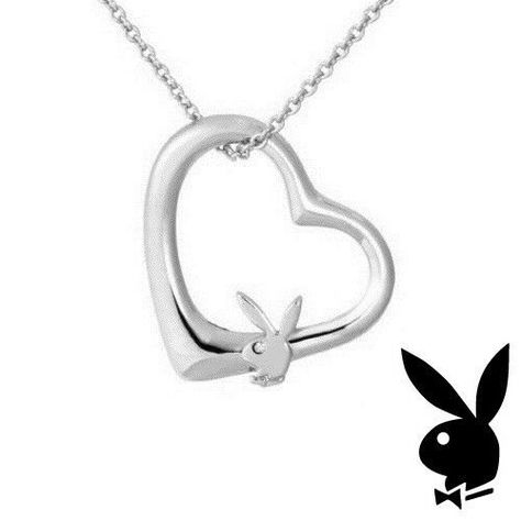 Playboy Necklace Bunny Logo Heart Pendant Charm Swarovski Crystal Silver Platinum Plated #playboy #playmate #cybergirl #bunny #bunnylove #fashion #necklace #sale Playboy Room, Playboy Necklace, God Energy, 2000s Jewelry, Bunny Pendant, Bunny Stuff, Bunny Necklace, Rabbit Head, Bunny Logo