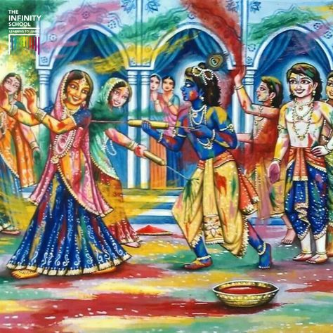 Why Is Holi Celebrated? — Teaching Kids All About The Festival Of Colours | by The Infinity School | Medium Art, Holi Drawing, Krishna Holi, Radha Krishna Holi, Happy Holi, Krishna, Festival