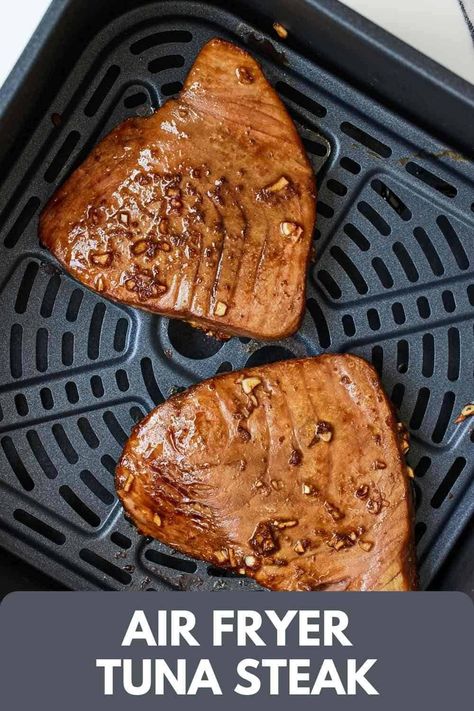 Recipe For Ahi Tuna Steaks, Blackened Tuna Steak Air Fryer, Ahi Tuna Steak Recipe Low Carb, Marinated Ahi Tuna Steaks, Ahi Steak Recipe Dinners, Pan Fry Tuna Steak, Tuna Steak Healthy Recipes, Ahi Recipes Tuna Steaks, Air Fry Ahi Tuna Steak