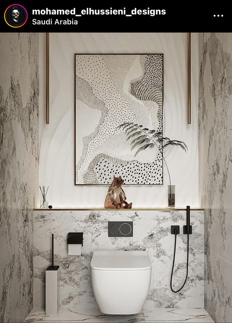 Luxury Powder Room Ideas, Parisian Bathroom, Luxury Powder Room, Bathroom Decor Pictures, Modern Apartment Decor, Restroom Design, Washroom Design, Showroom Interior Design, Bedroom Wall Paint