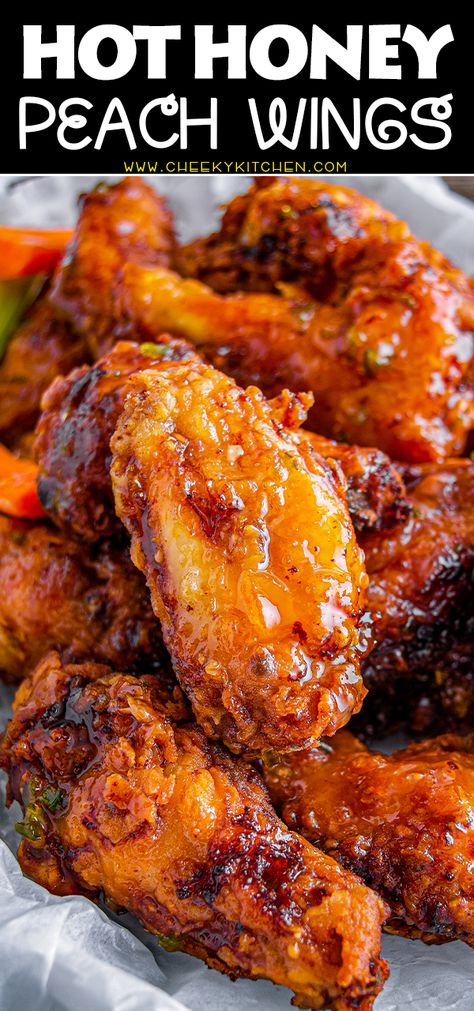 Essen, Chicken Wing Sauce Recipes, Hot Honey Recipe, Wings Recipe Baked, Wing Sauce Recipes, Chicken Wing Sauces, Hot Honey, Hot Wings, Chicken Dishes Recipes