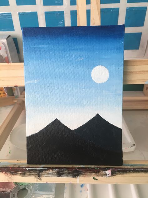 Painting In A4 Sheet, Cute Easy Paintings On Canvas For Beginners, Ngelukis Simple, Mini Canvas Art Landscape, Painting Ideas In Paper, Drawings On Canvas Easy, Country Painting Ideas Easy, Simple Pictures To Paint, Easy Acrylic Painting Ideas On Canvas Simple