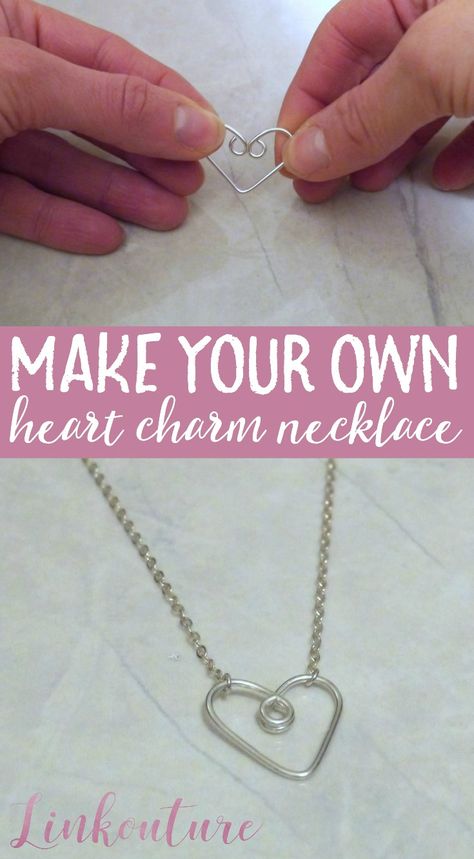 Learn how to make your own gorgeous handcrafted heart charm necklace with this jewelry making tutorial. Click here to learn how to make the perfect gift idea for any special occasion! #jewelrymaking Etched Jewelry, Baguette Diamond Necklace, Homemade Necklaces, Diy Necklace Making, Beads Ideas, Heart Charm Necklace, Jewerly Making, Making Beads, Necklace Craft