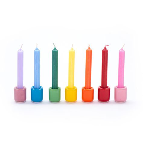 ritual candle holders assorted colors Pink Try, Colorful Candle Holders, Menorah Candles, Spiral Candles, Rainbow Candle, Spell Candle, Coloured Candles, Mini Moon, Selling Candles