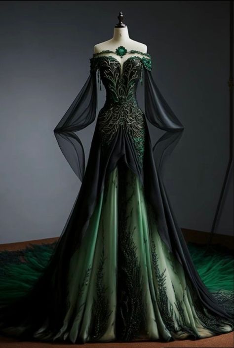 Green Wedding Dresses, Enchanting Wedding, Chique Outfits, Fantasy Dresses, Dress Design Sketches, Prom Dress Inspiration, Fantasy Gowns, Pretty Prom Dresses, فستان سهرة