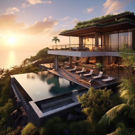 "Oceanic Paradise: Bali Villa Design with a Stunning View." Bali Villas Design, Bali Villa Design, Villa Inspiration, Moroccan Party, Villa Pool, Villa Bali, Bali House, Bali Villa, Tropical Architecture