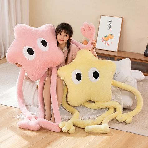 New Giant Plush Yellow Pink Star Monster Toy Stuffed Long Arms Legs Throw Pillow Creative Room Decor Doll Funny Christmas Gifts - AliExpress Long Stuffed Animals, Cute Giant Plushies, Funny Plushies, Large Plushies, Star Monster, Giant Sanrio Plush, Kawaii Body Pillow, Giant Plushies Body Pillows, Angled Bedroom