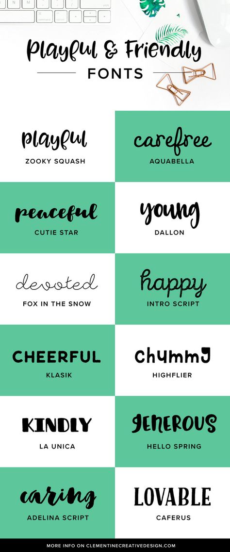 12 of my favourite playful and friendly fonts that will help make your invitations, logos, posters and advertisements a whole lot more friendly, charming and approachable. These high-quality fonts will make your projects look even more professional and special. Click here to get the download links. Friendly Fonts Typography, Friendly Fonts, Best Fonts For Logos, Playful Fonts, Business Fonts, Professional Fonts, Aesthetic Fonts, Friends Font, Commercial Fonts