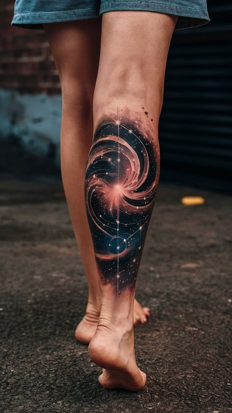 Celebrate the cosmos with this enchanting tattoo featuring Aquarius constellation, and twinkling stars! ✨ This design embodies the free-spirited essence of Aquarius while showcasing the beauty of the night sky. Ideal for astrology lovers, it serves as a reminder of one's connection to the universe. Perfect for your next ink inspiration! #AstrologyTattoo #CosmicArt Universe Leg Tattoo, Space Rib Tattoo, Aquarius Tattoos Men, Star Galaxy Tattoo, Stars Shoulder Tattoo, Milkyway Tattoos, Constellation Tattoo Sleeve, Alien Spaceship Tattoo, Night Sky Tattoo