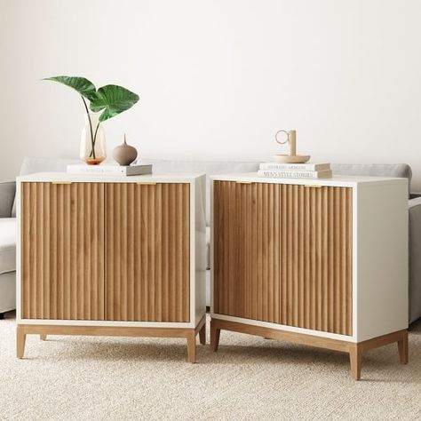 Jasper Modern Sideboard, Kitchen Storage Cabinet with Fluted Doors - On Sale - Bed Bath & Beyond - 38102183 Fluted Console Table, Fluted Console, Fluted Cabinet, Fluted Door, Boho Storage, Kitchen Storage Cabinet, Nathan James, Pantry Cabinets, Modern Sideboard