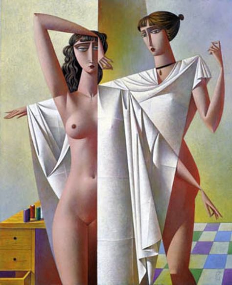 Georgy Kurasov Georgy Kurasov, Cubist Artists, Judgement Of Paris, Cubist Art, Three Graces, Russian Artists, Russian Art, Cubism, Mixed Media Canvas