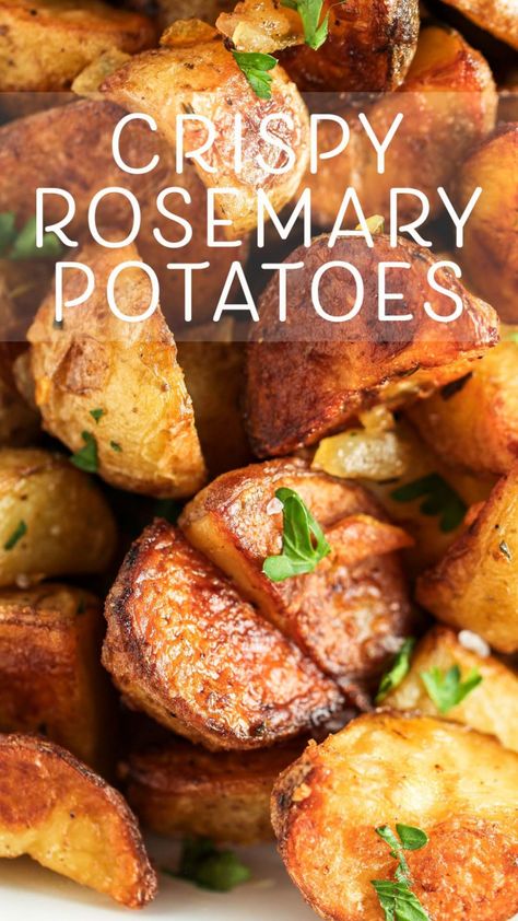 Crispy Rosemary Potatoes, Garlic Rosemary Potatoes, Potatoes Easy, Rosemary Potatoes, Healthy Potatoes, Crispy Garlic, Roasted Potato Recipes, Air Fryer Recipe, Side Dish Recipes Easy