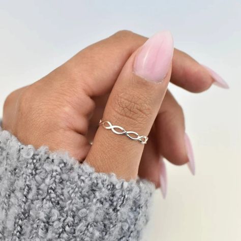 Petite Intertwined Braid Infinity Sterling Silver Ring, stackable thumb ring Silver Ring Bands For Women, Cute Silver Rings Aesthetic, Silver Band Ring Women, Silver Rings For Women Simple, Simple Ring Designs Silver, Everyday Rings Silver, Cute Rings Silver, Rings Silver Simple, Silver Simple Rings