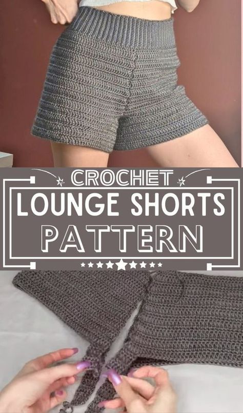 These crochet lounge shorts, perfect for a size small to medium, boast a charming and comfortable design. The pattern alters slightly from the pair seen in the tutorial, ensuring a unique look. Lounge Shorts Pattern, Crochet Shorts Free Pattern, Diy Crochet Shorts, Crochet Shorts Pattern Free, Crochet Mens Shorts, Mens Shorts Pattern, Crochet Pants Pattern, Crochet Starfish, Shorts Pattern Free