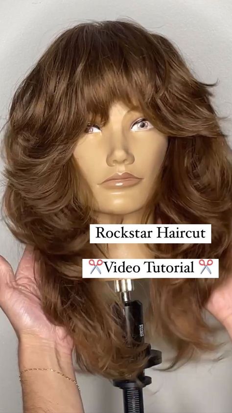 Hangodango on tiktok 80s Hair Fringe, Modern Shag Tutorial, 70s Shag Hairstyles Medium, Volume Shag Haircut, Shag Hairstyle Tutorial, Highlighted Shag Hairstyles, 70s Hair Rockstar, 80s Rockstar Hair Tutorial, Big Shaggy Hair