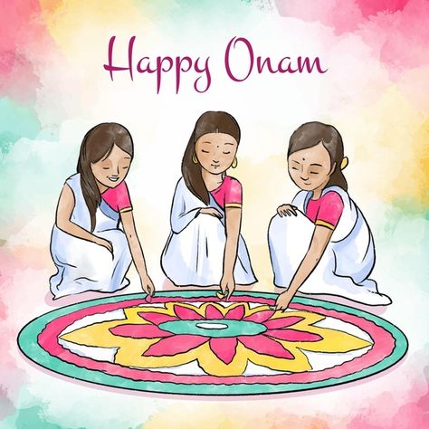 Watercolor onam festival concept Free Ve... | Free Vector #Freepik #freevector #watercolor #flower #celebration #india Maundy Thursday Images, Onam Pictures, Happy Onam Images, Onam Images, Happy Onam Wishes, Onam Greetings, Onam Wishes, Pookalam Design, Happy Engineer's Day