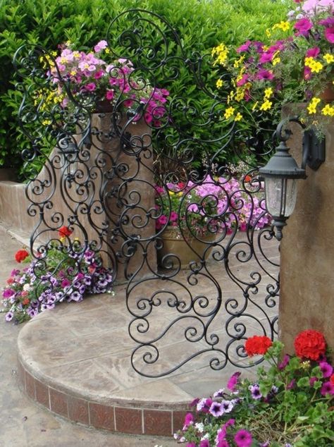 20 Beautiful Garden Gate Ideas | Daily source for inspiration and fresh ideas on Architecture, Art and Design Garden Gate Design, Flowers Growing, Secret Gardens, The Secret Garden, Iron Gates, Garden Gate, Iron Gate, Gorgeous Gardens, Gate Design