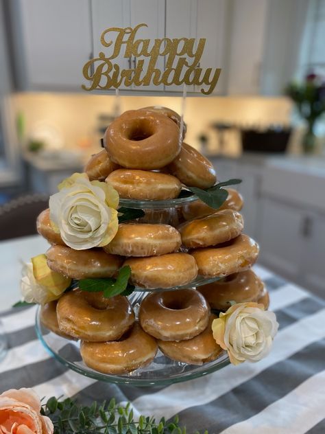 Donut Birthday Stack, Donut Stack, Stack Cake, Poppy Birthday, How To Stack Cakes, Donut Cake, Donut Birthday, 18th Birthday Party, Cake Donuts