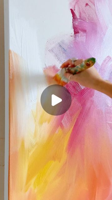 Simple Art Acrylic, Blended Abstract Painting, Artist Videos Painting, Blend Acrylic Paint Tutorials, Best Artists Paintings, How To Paint An Abstract Canvas, Colourful Modern Art, Colourful Mountain Painting, Soft Acrylic Painting