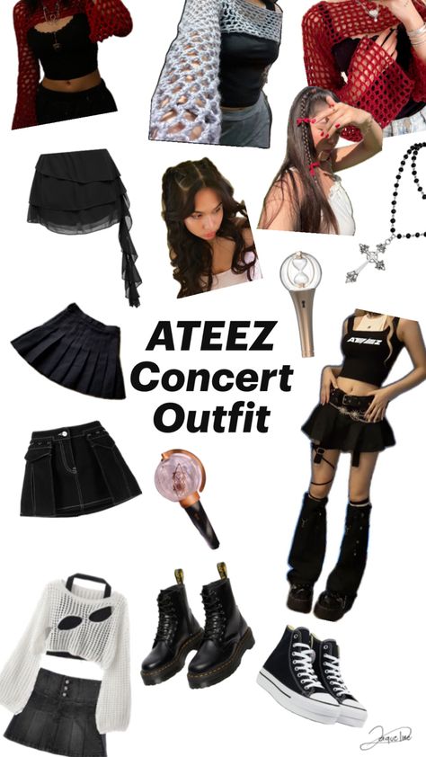 Ateez Concert Outfit, Pop Concert Outfit, Cute Concert Outfits, Concert Outfit Inspo, Ateez Concert, Kpop Concert Outfit, Bratz Inspired Outfits, Fandom Outfits, Concert Looks