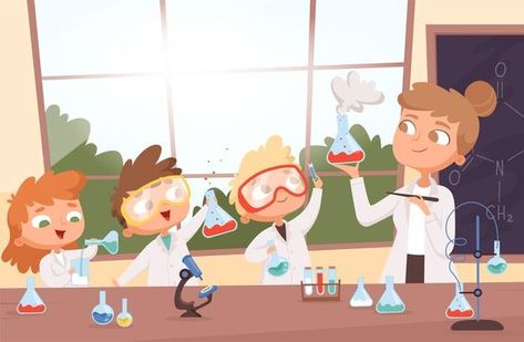 Lab Komputer, Science Cartoons, School Kids Activities, Science Kids, Chemistry Education, Kid Science, Fine Motor Activities For Kids, Kids Reading Books, Chemistry Lessons