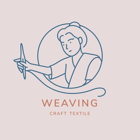 Woman working on hand woven textile with... | Premium Vector #Freepik #vector #logo #woman #line #shop Logo Woman, Weaving Shuttle, Stationery Business Card, Hair Salon Logos, Salon Logo Design, Beauty Salon Logo, Beautiful Logos Design, Make Your Logo, Beautiful Logos