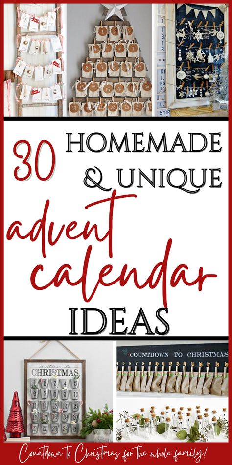 If you love advent activities to do with your family, here are 30 homemade advent calendars! They are beautiful, festive, & double as Christmas decor! You can also download a free printable DIY advent calendars with all kinds of fillers -acts of kindness, activities & Bible verses! If you are short on time, there are options you can buy this season, too! And if you love farmhouse style, this Countdown to Christmas is the perfect addition to Christmas decorations! Making Your Own Advent Calendar, Diy Xmas Countdown Calendar, Large Advent Calendar Ideas Diy, Natal, Fillable Advent Calendar, Easy Advent Calendars To Make, Cricut Christmas Advent Calendar, Snowman Advent Calendar, Advent Calendar To Make