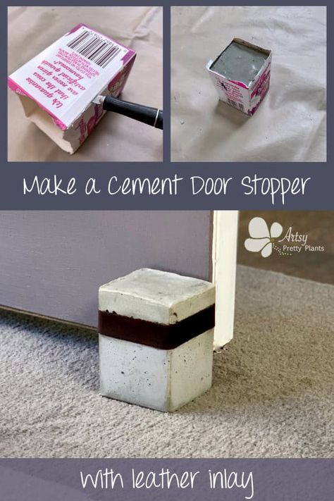 Cement Door Stopper Diy, Door Stopper Diy, Wall Vase Decor, Leather Tutorial, Glue Craft, Diy Concrete Planters, Projects For Adults, Cement Diy, Concrete Diy Projects