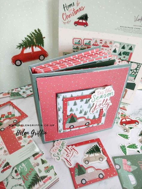 Tutorial | Home for Christmas Envelope Mini Album | Easy | No Dies – Helen Griffin Mini Albums Tutorial, Christmas Loaded Envelopes, Christmas Folio Tutorial, Christmas Mini Albums Ideas, Mini Album Ideas, Envelope Mini Album Tutorial, Easy Mini Album Tutorial, Diy Christmas Planner, Mini Folio Album Tutorial