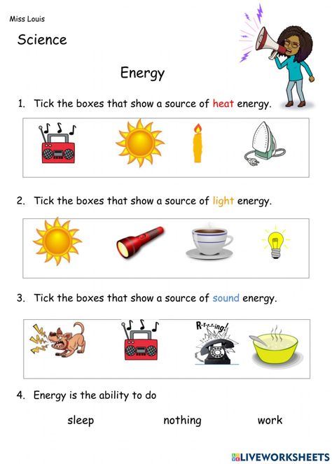 Renewable Energy Activities, Evs Worksheet, Teaching Energy, Free Science Worksheets, States Of Matter Worksheet, Energy Kids, What Is Energy, Matter Worksheets, Sound Energy