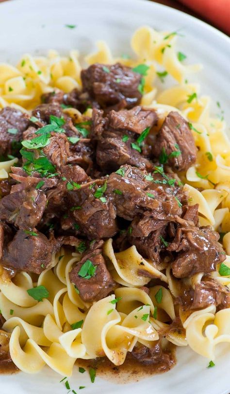 Tender beef tips on egg noodles is a great dinner meal. The beef is melt in your mouth good. #beef tips #beef #slow cooked meal Tender Beef Tips, Instant Pot Beef Stroganoff, Beef Tips And Noodles, Beef Tip Recipes, Egg Noodle Recipes, Beef Tips And Gravy, Mushroom Dish, Stroganoff Recipe, Beef Tips