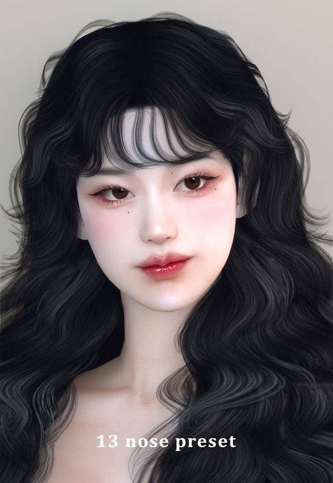 Asian Hair Sims 4, Sims 4 Asian Makeup, Euno Sims, Mod Hair, The Sims 4 Skin, Makeup Cc, Free Sims 4, Sims 4 Cc Makeup, Sims 4 Cc Skin