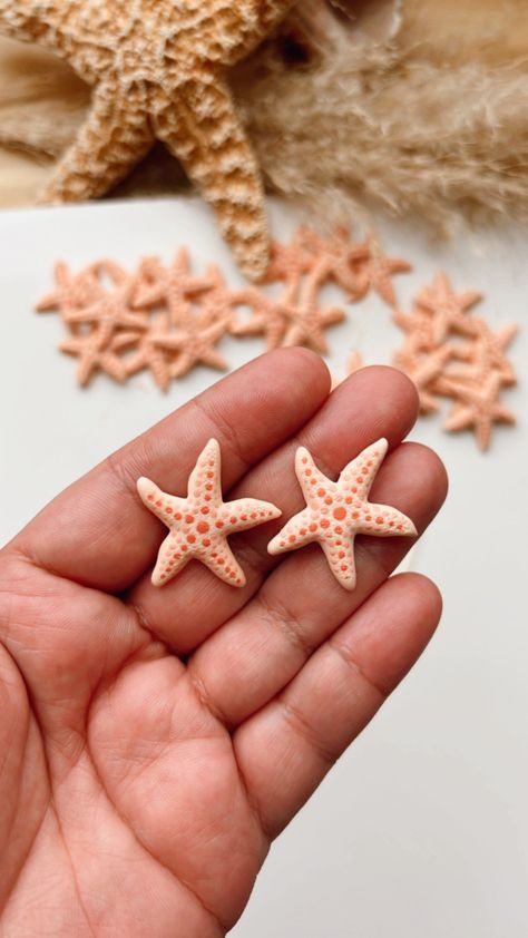 Polymer Clay cutter Starfish Polymer Clay, Clam Clay Sculpture, Preppy Clay Sculptures, Turtle Air Dry Clay, Air Dry Clay Projects Ocean, Polymer Clay Lighthouse, Starfish Clay Earrings, Ocean Polymer Clay, Clay Tiny Things