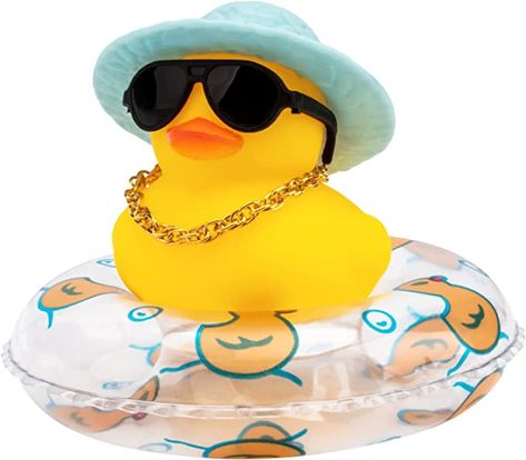 Dashboard Decorations, Swim Ring, Car Dashboard, Yellow Duck, Decoration Accessories, Rubber Duck, Sun Hat, Ring Necklace, Sun