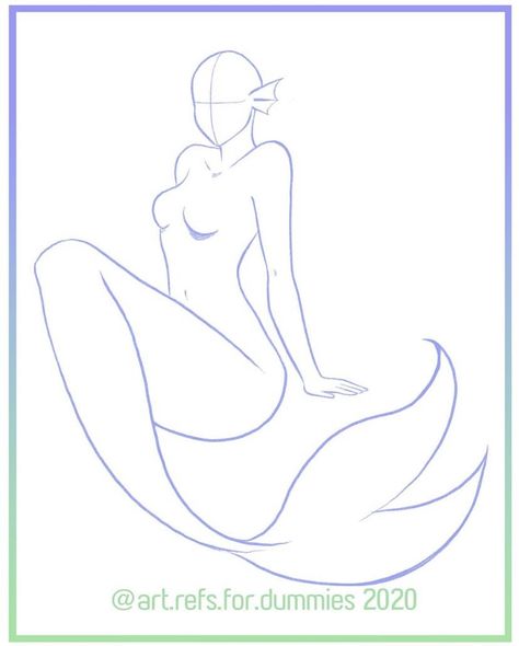 Reference by @art.refs.for.dummies on Instagram Body Base Drawing Mermaid, Mermaid Bases Drawing, Mermaid Body Drawing, Drawing Poses Mermaid, Drawing Base Mermaid, Mermaid Body Reference, Siren Drawing Base, Siren Poses Reference, Mermaid Top Drawing