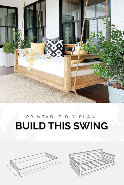 How To Build A Porch, Diy Porch Swing Bed, Porch Swing Plans, Porch Bed, Diy Porch Swing, Porch Swing Bed, Swing Bed, Building A Porch, Casa Country