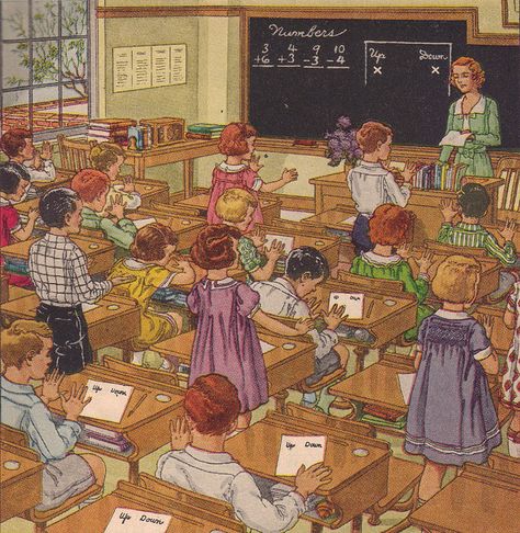 Using the latest technology in the classroom - the radio! Classroom Illustration, Old Classroom, Technology In The Classroom, Norman Rockwell Art, Foundation Series, School Daze, Art Parody, Art Painting Gallery, Vintage School