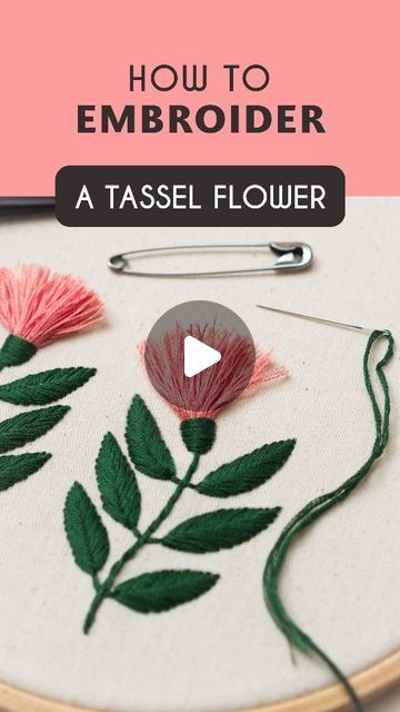 Tassel Flower Embroidery, 3d Embroidery Tutorial, 3d Flower Embroidery Tutorial, Hand Embroidered Flowers Tutorials, How To Embroider Flowers Step By Step, Hand Embroidery Flowers Tutorial, 3d Embroidery Techniques, Embroidery Patterns Tutorials, How To Embroider Flowers