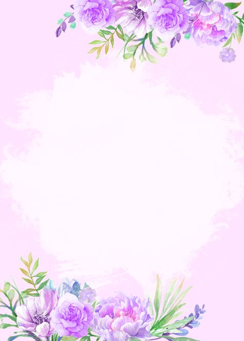 Purple Baground, Flowers Template Background, Drawing Foliage, Purple Flower Border, Purple Flower Frame, Header Flower, Flower Lockscreen, Holiday Drawing, Purple Background Images