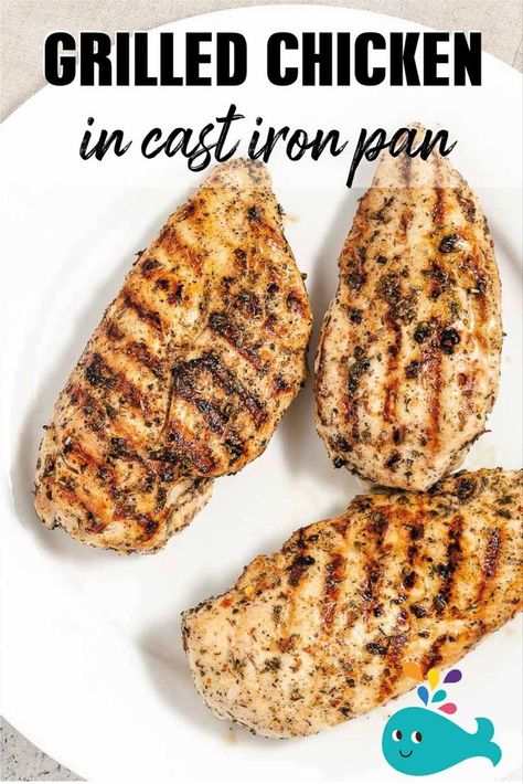 This recipe for Pan Seared Chicken Breasts is low carb, keto, gluten-free, and delicious! They are perfect for the Kaufmann Diet too! I am using a Lodge cast iron grill pan to prepare these delicious chicken breasts. If you have a 10" or 12" cast iron skillet or heavy bottomed stainless steel pan, that will work too! Grilled Chicken Skillet, Cast Iron Grilled Chicken, Grilled Chicken In Cast Iron Skillet, How To Cook Chicken In Cast Iron Skillet, Chicken Breast Recipes Cast Iron Skillet, Cast Iron Grill Recipes, Cast Iron Skillet Recipes Chicken, Chicken Cast Iron Skillet, Cast Iron Chicken Breast